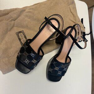 Gucci Janaya GG Logo Quarter Strap Sandal (Women) 37